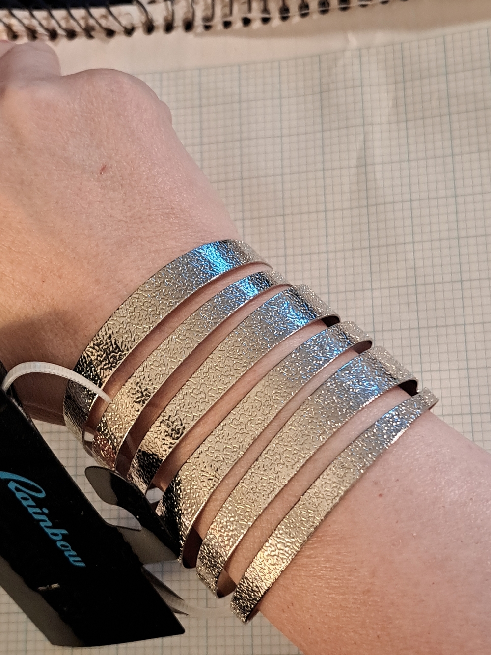 Rainbow NWT Silver Multi-Band Textured Cuff Bracelet